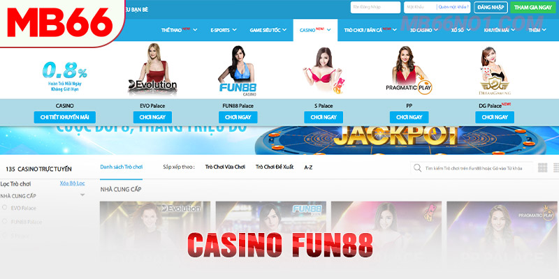 Fun88 lọt danh sách 10 casino trực tuyến uy tín hàng đầu 